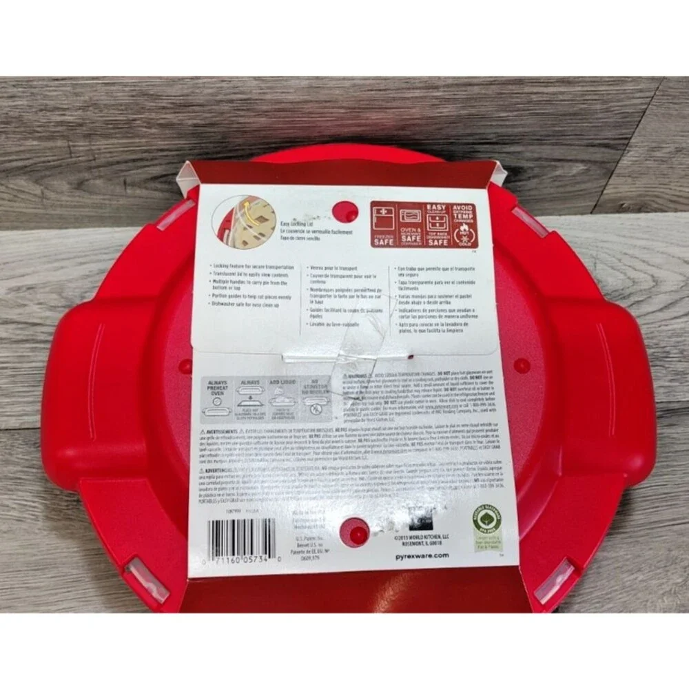 Pyrex Portables 3 Pc Pie Transport 9 Inch Glass Dish Locking Carrier Cover USA